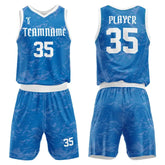 Custom Blue Camo Basketball Jersey Uniform Set